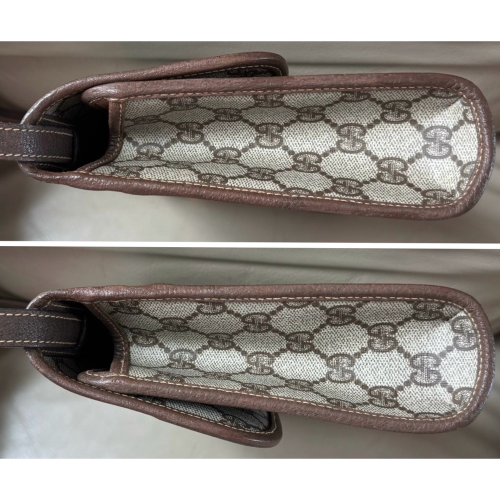 Authentic Vintage Gucci Brown Monogram Canvas Leather Flap Crossbody Clutch Bag - Picture 6 of 12